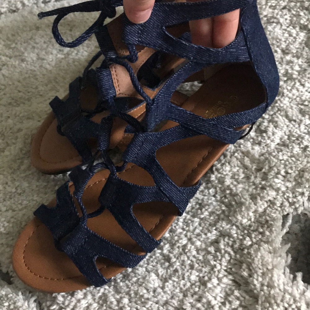 Crown vintage jean lace up sandals 7